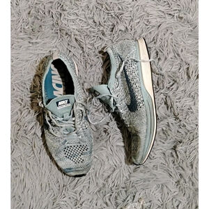 Nike Flyknit Racer Men's US 7 Blue Lace Up Low Running Shoes 526628-102